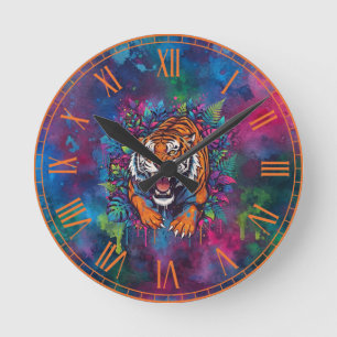 Tiger Round Clock