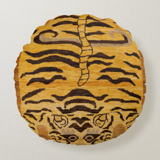 Tiger Rug I Wild Animal Zoo Round Cushion