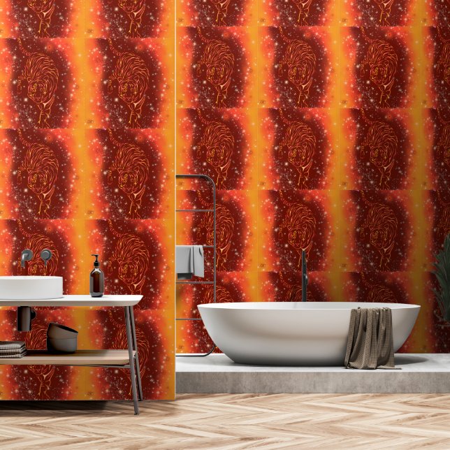 Tiger Running In Galaxy Starry Night Wallpaper (Bathroom)