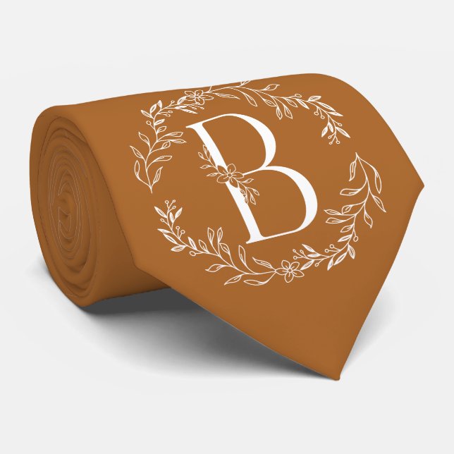 Tiger’s Eye Monogrammed Groomsmen Tie (Rolled)