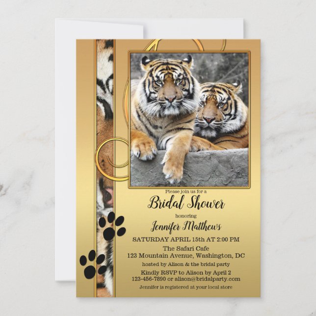 Tiger Safari Zoo Bridal Shower Invitation (Front)