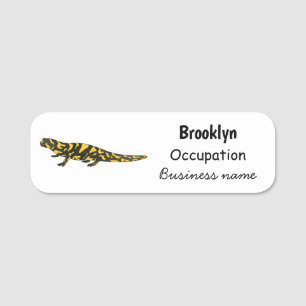 Tiger salamander cartoon illustration name tag