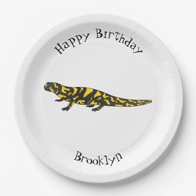 Tiger salamander cartoon illustration  paper plate (Front)