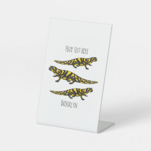 Tiger salamander cartoon illustration  pedestal sign