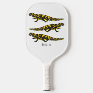 Tiger salamander cartoon illustration pickleball paddle
