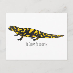 Tiger salamander cartoon illustration postcard