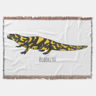 Tiger salamander cartoon illustration  throw blanket