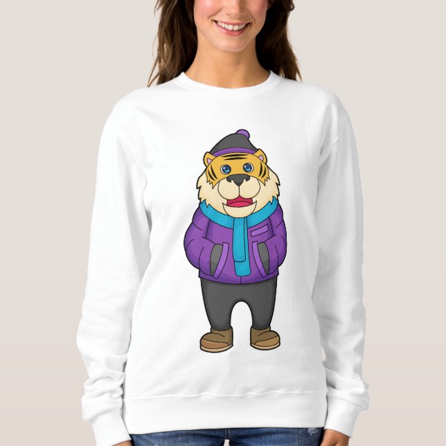 Tiger Scarf Beanie Sweatshirt (Front)