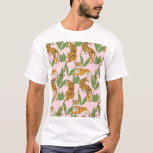 Tiger Seamless Pattern: Exotic Vintage Style T-Shirt