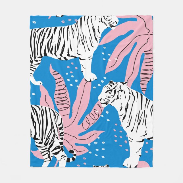 Tiger seamless pattern,wild animal background,tren fleece blanket (Front)
