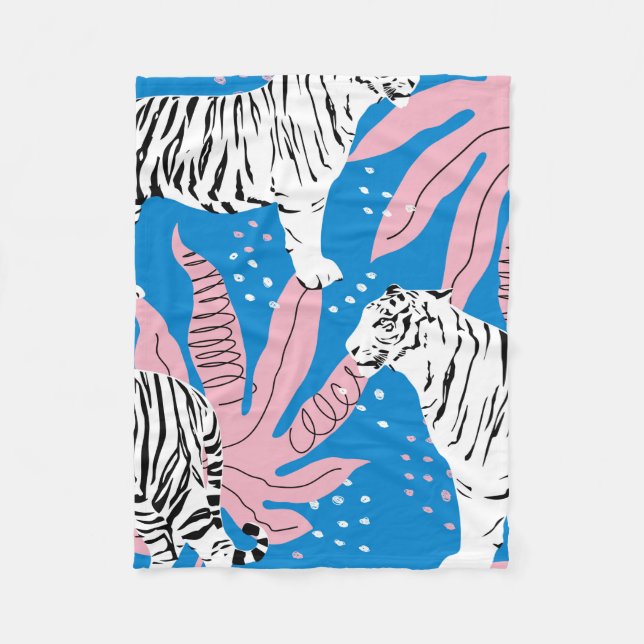Tiger seamless pattern,wild animal background,tren fleece blanket (Front)