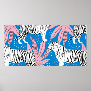 Tiger seamless pattern,wild animal background,tren poster