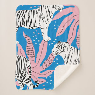 Tiger seamless pattern,wild animal background,tren sherpa blanket