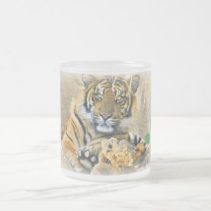Tiger,Seeking_ Frosted Glass Coffee Mug