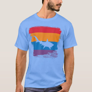 Tiger Shark Shadow silhouette with colourful Flag T-Shirt