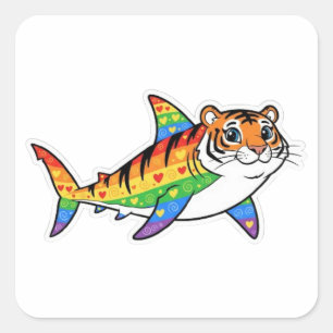 TIGER SHARK SQUARE STICKER