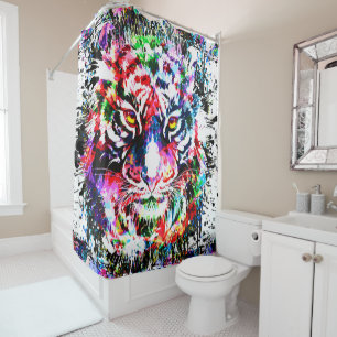 Tiger Shower Curtain Colourful Tiger Drawing