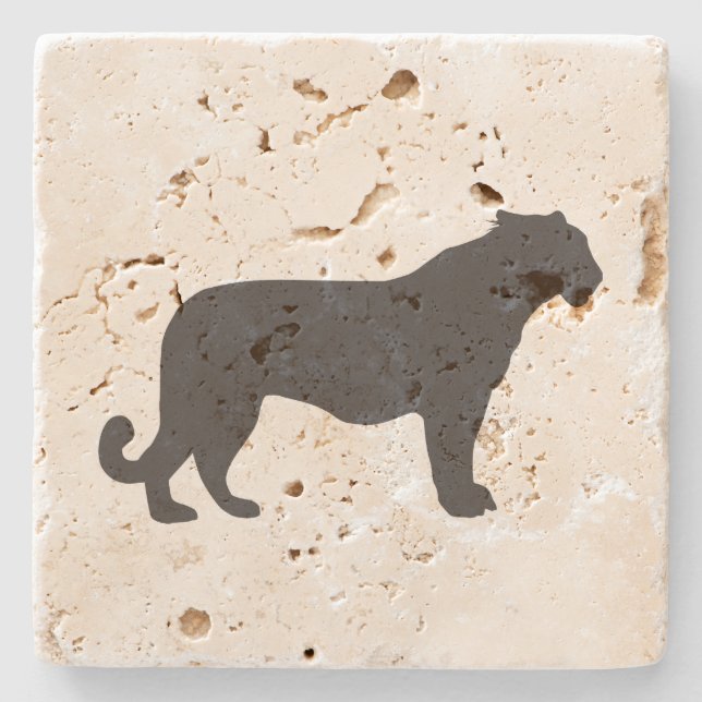 Tiger Silhouette Stone Coaster (Front)