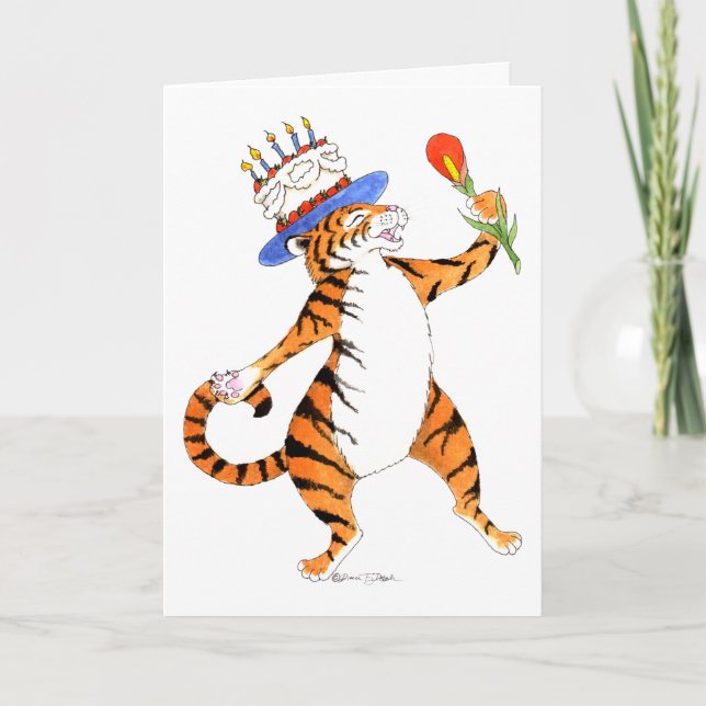 Tiger Sings Happy Birthday - Greeting Card (Front)
