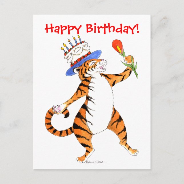 Tiger Sings Happy Birthday -Postcard Postcard (Front)