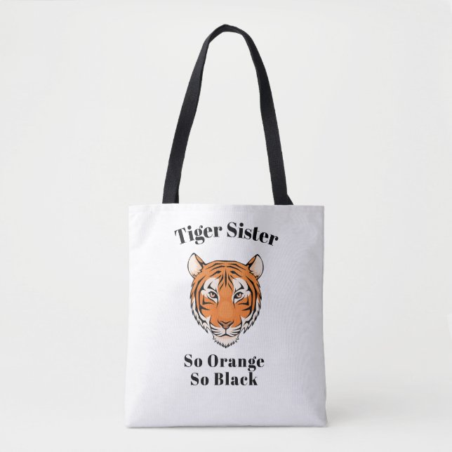 Tiger Sister White tote "So Orange So Black" theme (Front)