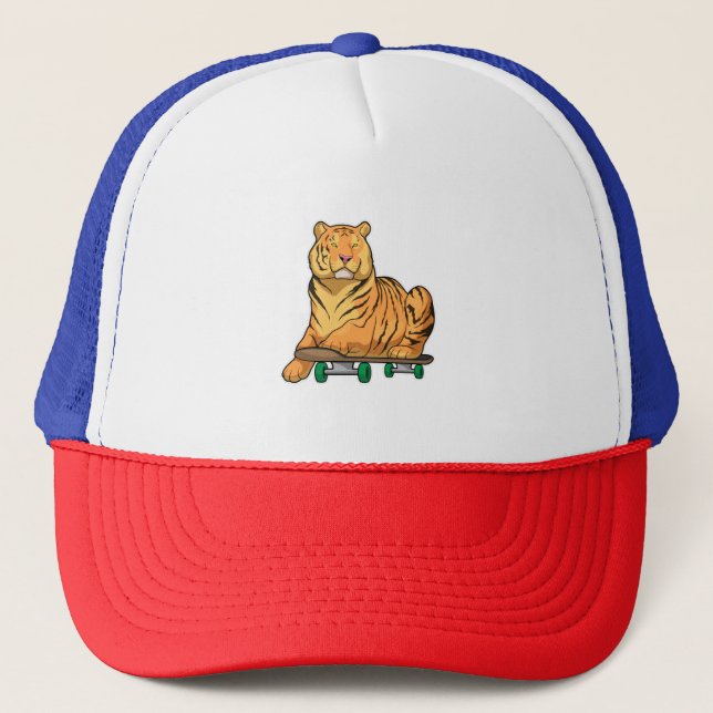 Tiger Skater Skateboard Trucker Hat (Front)
