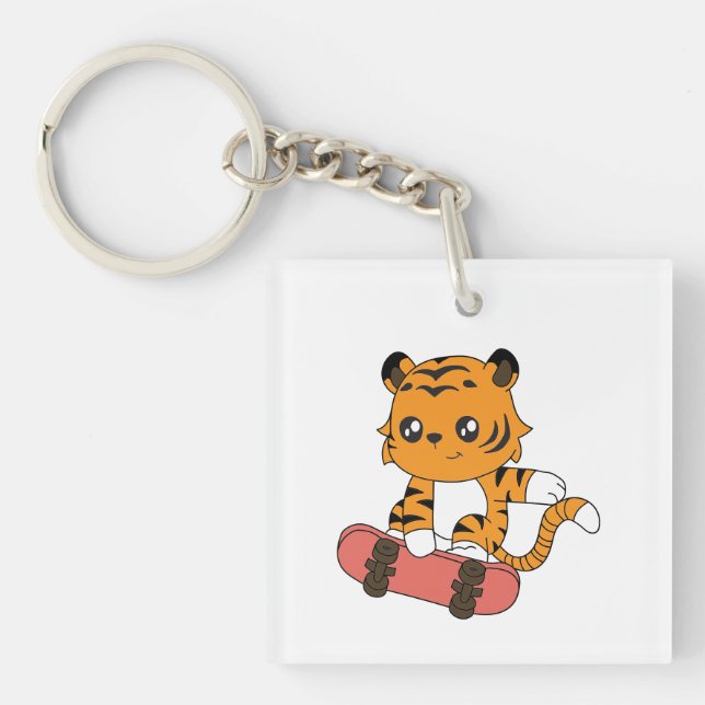 Tiger Skating Key Ring (Front)