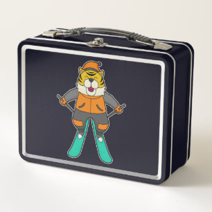 Tiger Skier Ski Metal Lunch Box