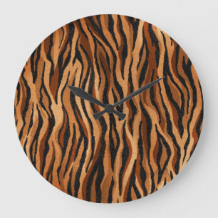 Tiger skin: hand-drawn seamless pattern. large clock
