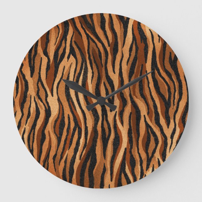 Tiger skin: hand-drawn seamless pattern. large clock (Front)