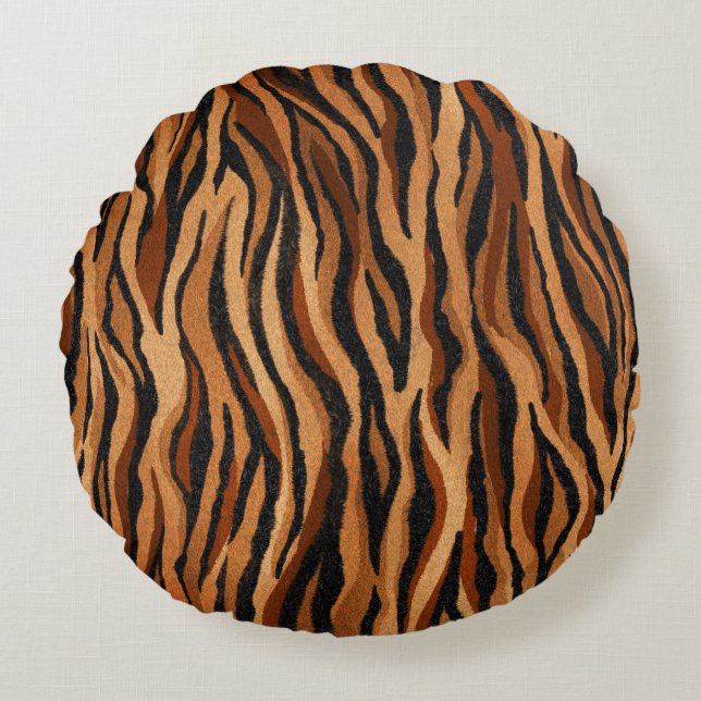 Tiger skin: hand-drawn seamless pattern. round cushion (Front)
