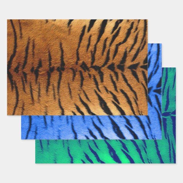 Tiger Skin Print in three colour Wrapping Paper Sheet (Set)