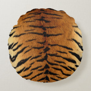 Tiger Skin Print Round Pillow