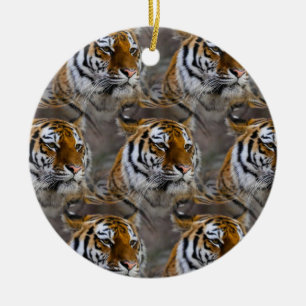 Tiger Skin Print, Safari Animal Gift Pattern Ceramic Tree Decoration