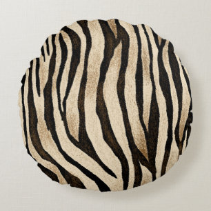 Tiger Skin Seamless Texture Round Cushion