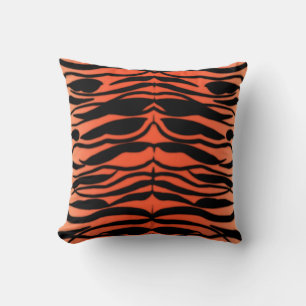 Tiger Skin Striped Pattern in Papaya Orange Cushion