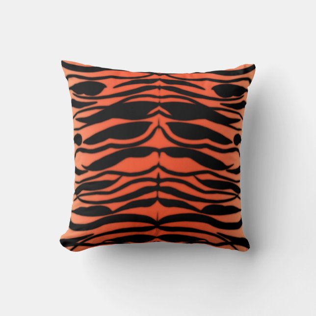 Tiger Skin Striped Pattern in Papaya Orange Cushion (Front)