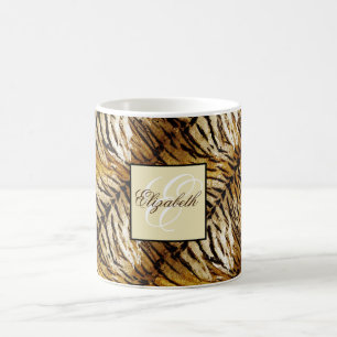 Tiger skin, stylish, tiger, striped, animal print, coffee mug