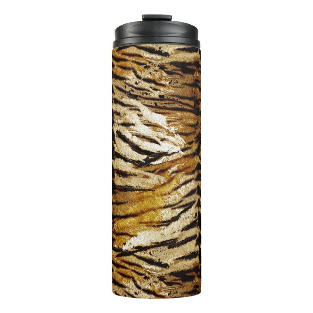 Tiger skin, stylish, tiger, striped, animal print, thermal tumbler (Front)