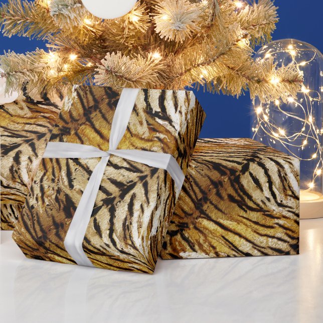 Tiger skin, stylish, tiger, striped, animal print, wrapping paper (Holidays)