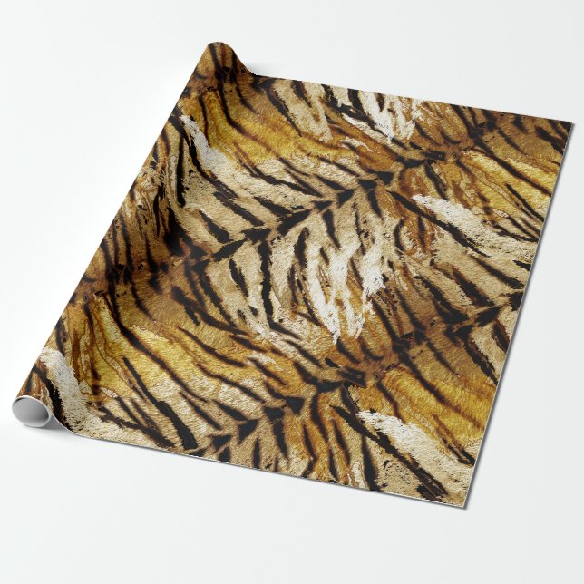 Tiger skin, stylish, tiger, striped, animal print, wrapping paper (Unrolled)