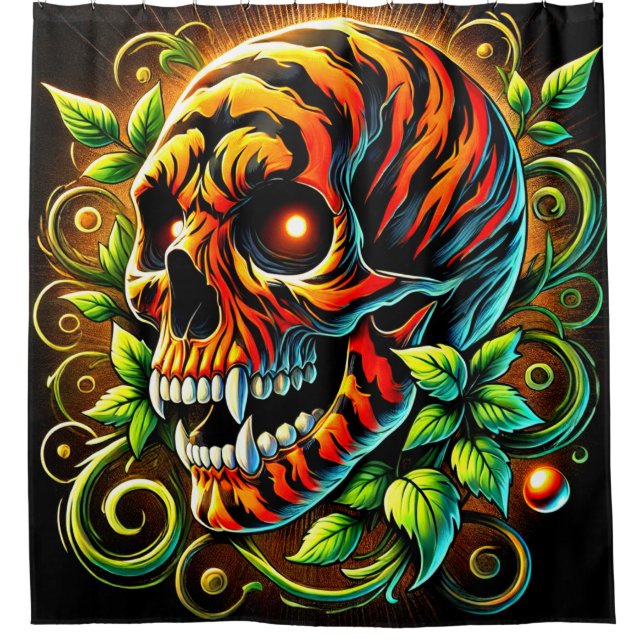 Tiger Skull Shower Curtain (Front)