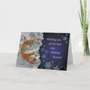 Tiger Snow Angel Christmas Card