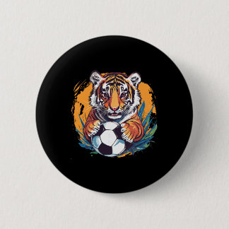 Tiger Soccer Byll Fierce Jungle Animal  6 Cm Round Badge