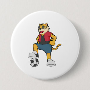Tiger Soccer player Soccer 7.5 Cm Round Badge