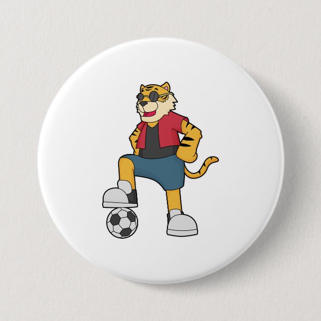 Tiger Soccer player Soccer 7.5 Cm Round Badge (Front)