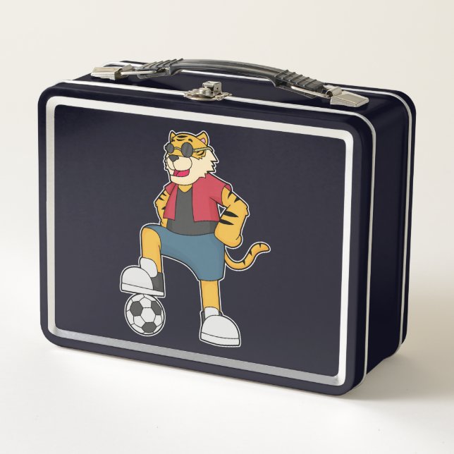 Tiger Soccer player Soccer Metal Lunch Box (Front)