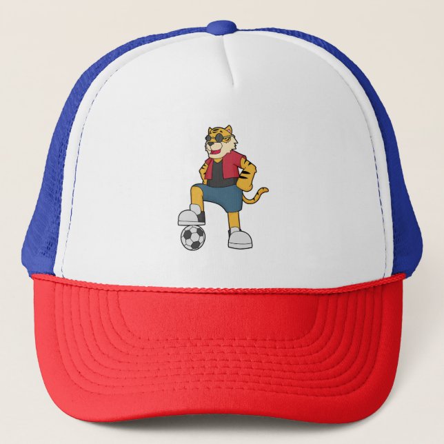 Tiger Soccer player Soccer Trucker Hat (Front)