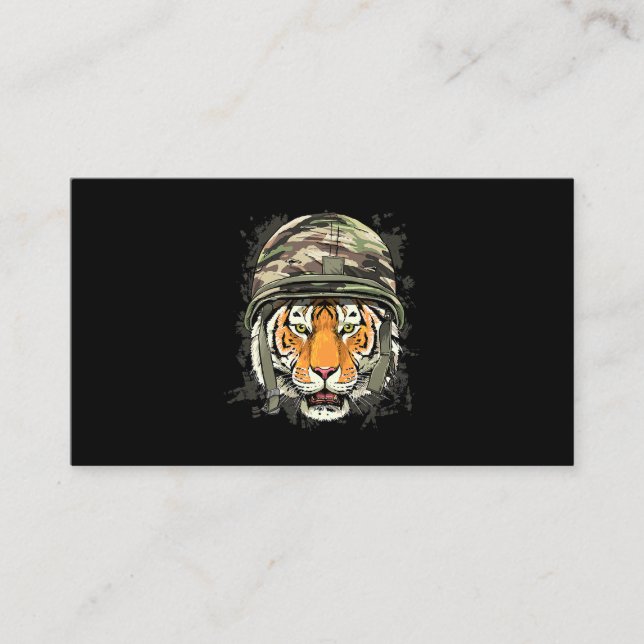 Tiger Soldier Veteran Army Tiger Safari Animal Lov Business Card (Front)