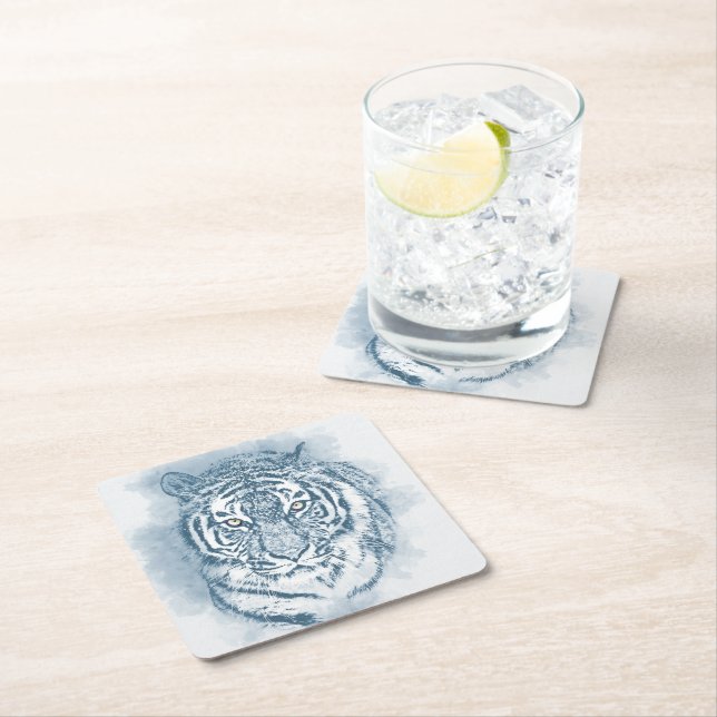 tiger square paper coaster (Insitu)